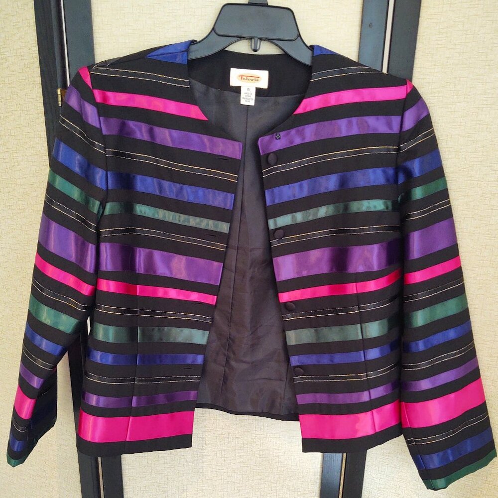 Talbots Multicolored  Satin Trimmed Jacket